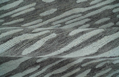 Modern 5x8 Silver and Charcoal Abstract Hand Tufted Wool Area Rug - The Rug Decor