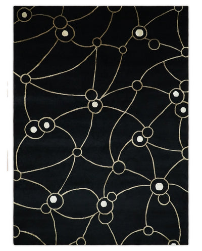Modern 6x8 Black and Gold Wool and Silk Hand Woven Rug | HL3 - The Rug Decor