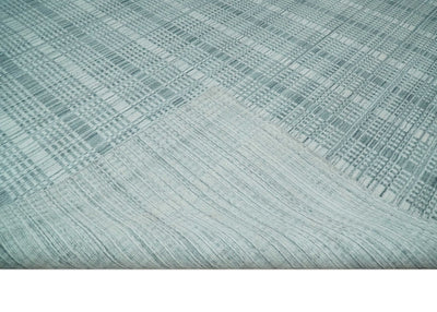 Modern 8x10 Hand Made striped Ivory, silver and Gray Scandinavian Blended Wool Flatwoven Area Rug | KE2 - The Rug Decor