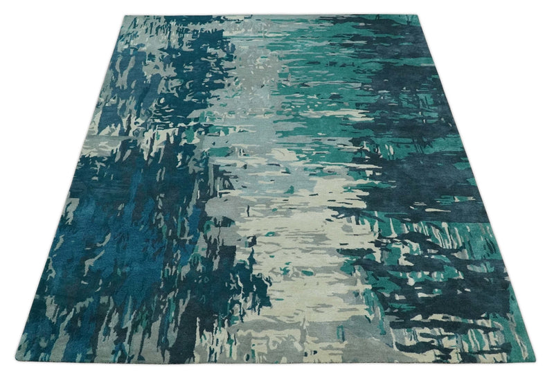 Modern Abstract 2x2, 2x4, 4x6 and 8x10 Feet Multi color Hand Tufted Wool and Viscose Area Rug | BAN01 - The Rug Decor