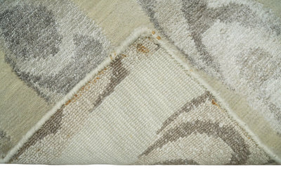 Modern Abstract 2x3 Beige and Gray Hand Knotted Entryway Wool and Silk Area Rug | TRD3367123 - The Rug Decor