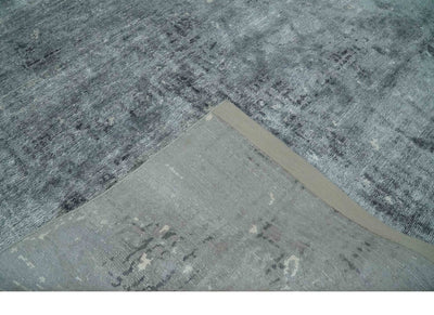 Modern Abstract 5.9x8.5 Silver, Beige and Charcoal Hand Knotted bamboo Silk Area Rug - The Rug Decor