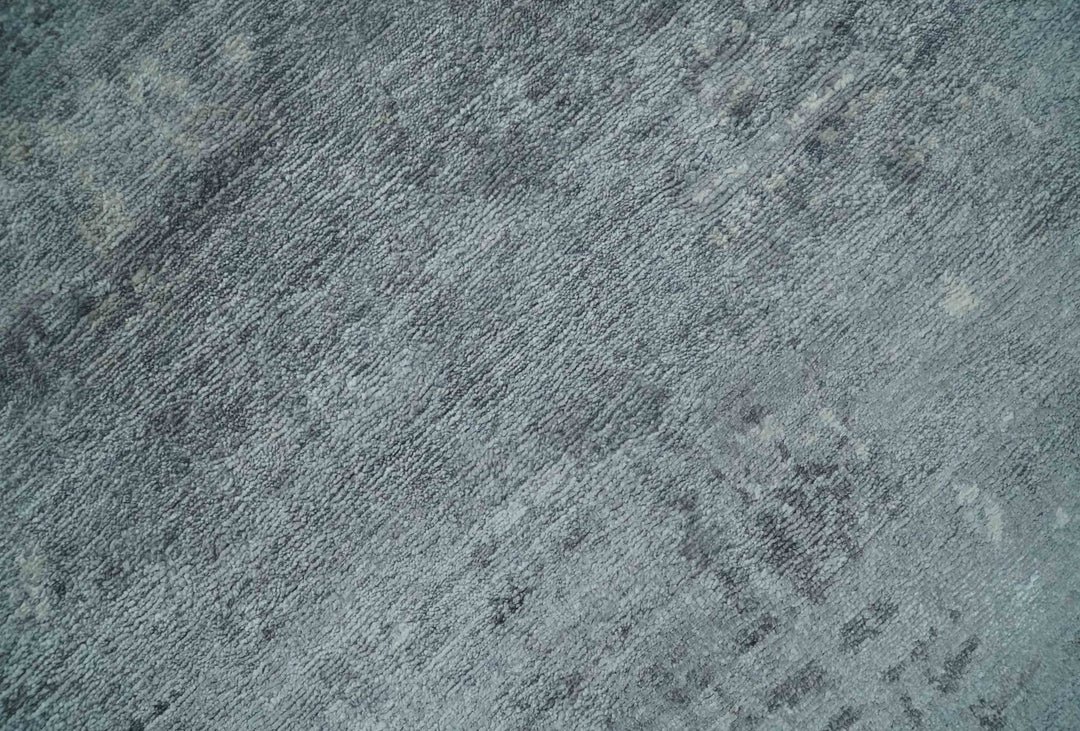 Modern Abstract 5.9x8.5 Silver, Beige and Charcoal Hand Knotted bamboo Silk Area Rug - The Rug Decor