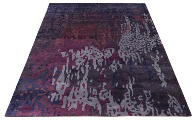 Modern Abstract 8x11 Silver, Blue and Purple Hand Tufted Wool Area Rug - The Rug Decor