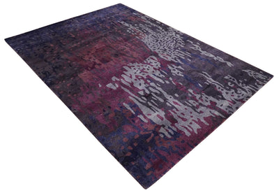 Modern Abstract 8x11 Silver, Blue and Purple Hand Tufted Wool Area Rug - The Rug Decor