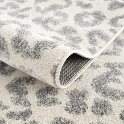 Modern Abstract Beige and Gray Low Pile Leopard Print Area Rug - The Rug Decor