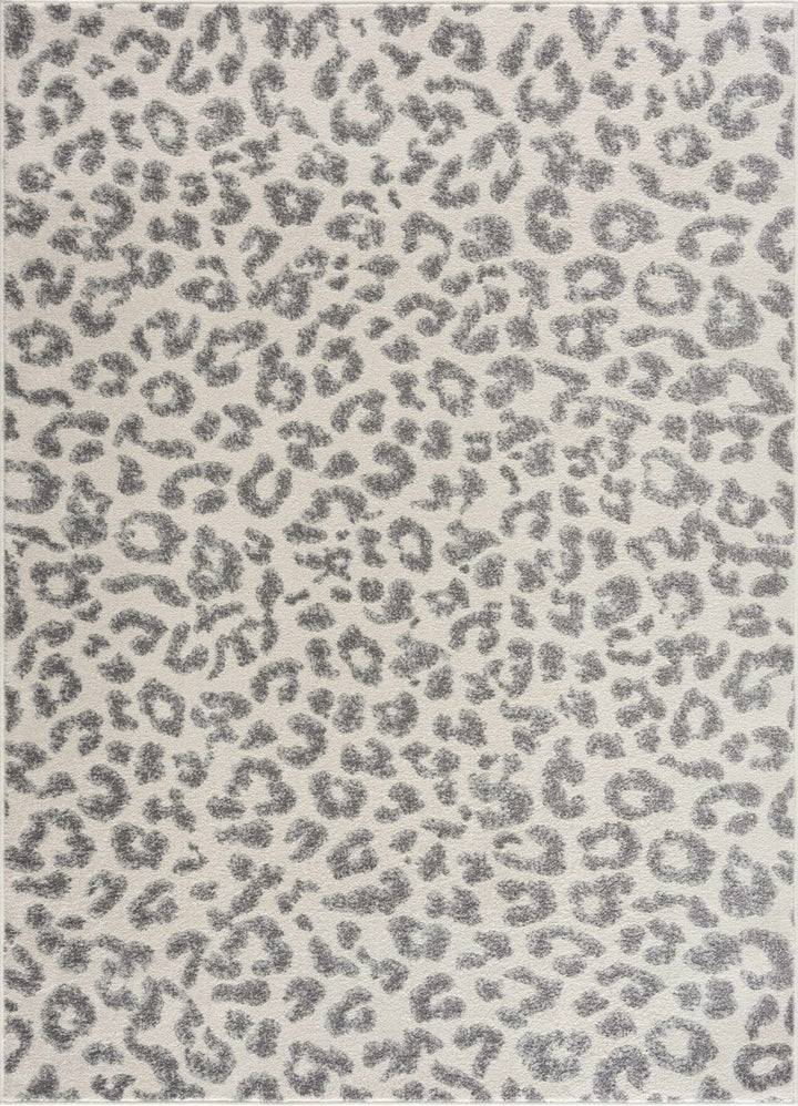 Modern Abstract Beige and Gray Low Pile Leopard Print Area Rug - The Rug Decor