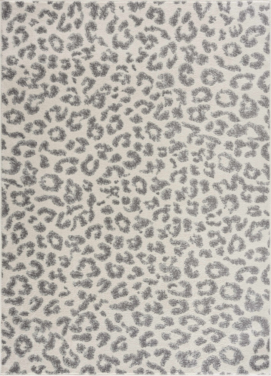 Modern Abstract Beige and Gray Low Pile Leopard Print Area Rug - The Rug Decor
