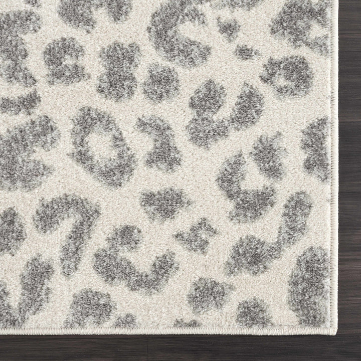Modern Abstract Beige and Gray Low Pile Leopard Print Area Rug - The Rug Decor