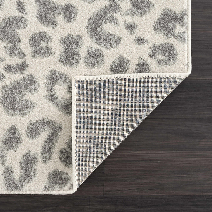 Modern Abstract Beige and Gray Low Pile Leopard Print Area Rug - The Rug Decor