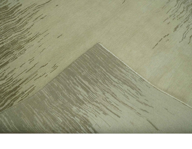 Modern Abstract Beige and Olive 6x9 Hand loom Wool area Rug - The Rug Decor