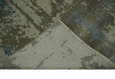 Modern abstract Beige, Olive and Gray 6x9 Hand Knotted Wool and Art Silk Area Rug - The Rug Decor