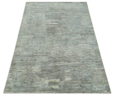 Modern Abstract Beige, silver, Gray and Charcoal 5x8 Hand loom Viscose Area Rug - The Rug Decor