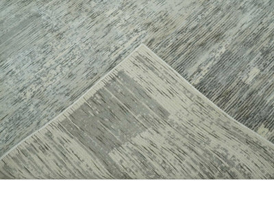 Modern Abstract Beige, silver, Gray and Charcoal 5x8 Hand loom Viscose Area Rug - The Rug Decor