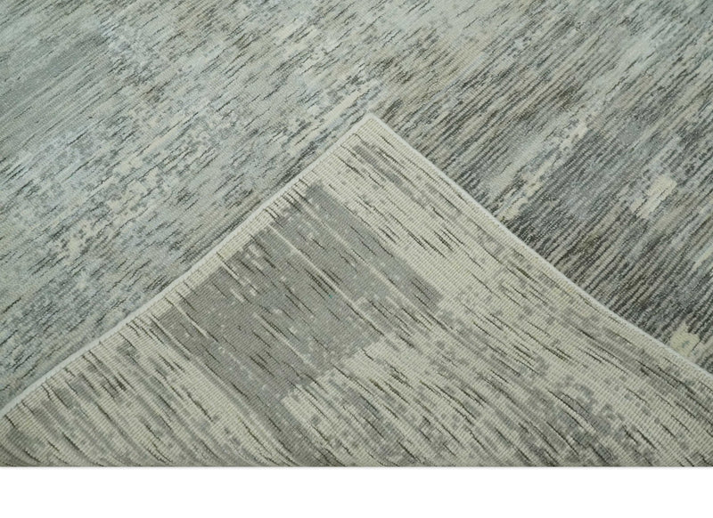 Modern Abstract Beige, silver, Gray and Charcoal 5x8 Hand loom Viscose Area Rug - The Rug Decor