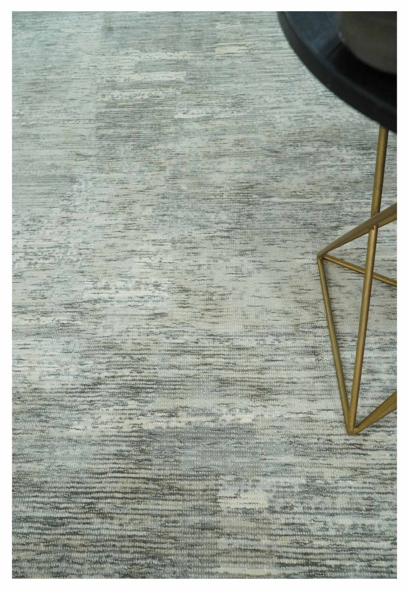 Modern Abstract Beige, silver, Gray and Charcoal 5x8 Hand loom Viscose Area Rug - The Rug Decor