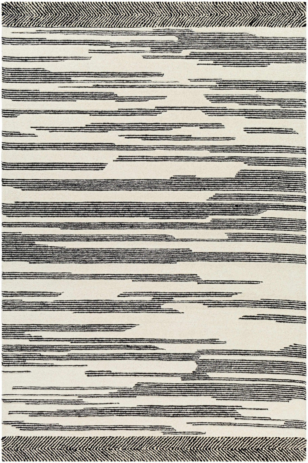 Modern Abstract Charcoal and Beige Hand Tufted Wool Area Rug - The Rug Decor