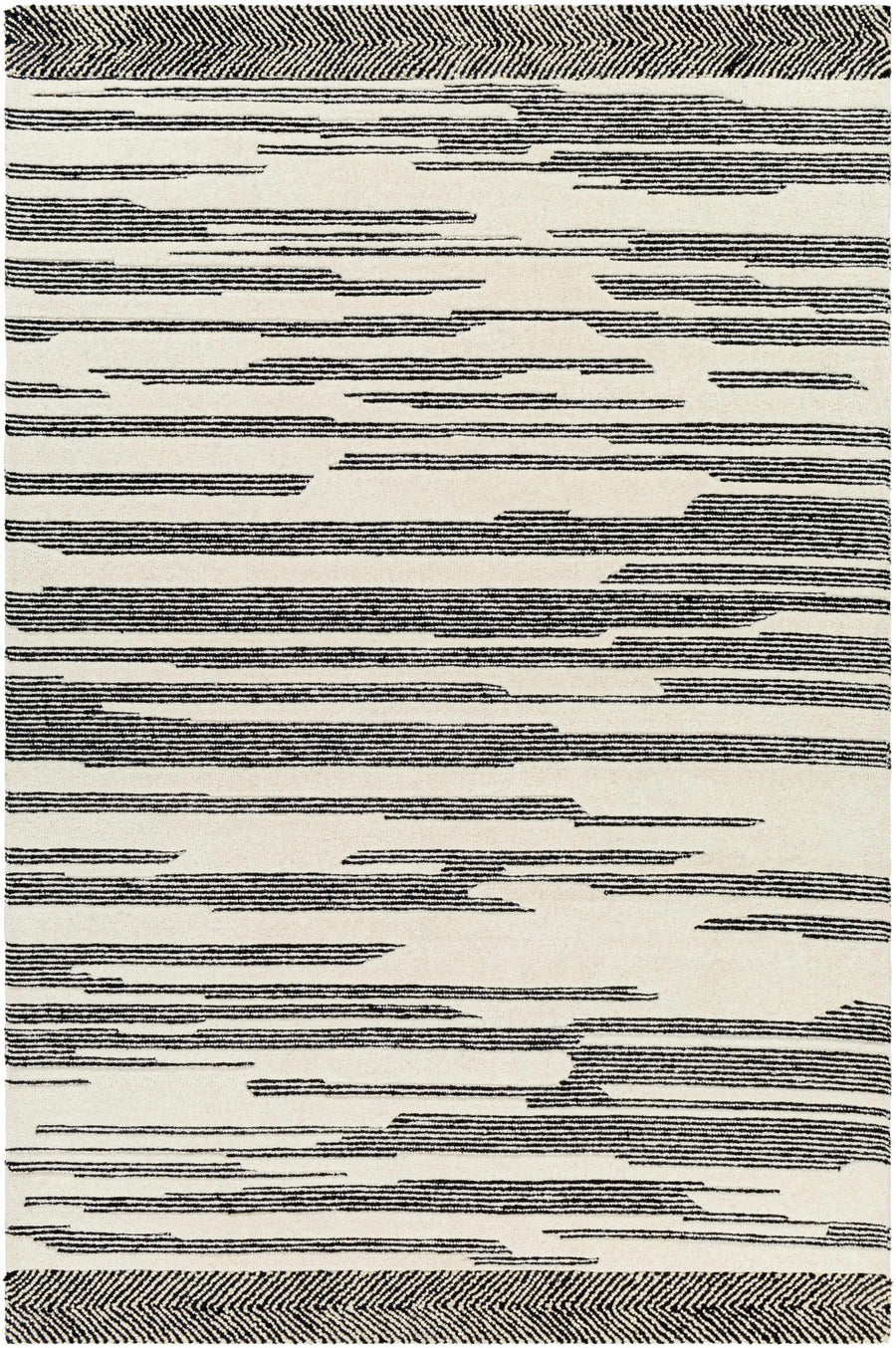 Modern Abstract Charcoal and Beige Hand Tufted Wool Area Rug - The Rug Decor