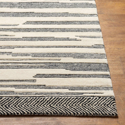 Modern Abstract Charcoal and Beige Hand Tufted Wool Area Rug - The Rug Decor