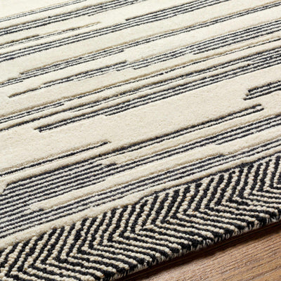 Modern Abstract Charcoal and Beige Hand Tufted Wool Area Rug - The Rug Decor