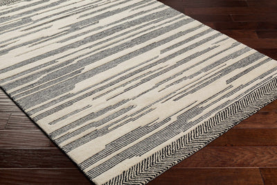 Modern Abstract Charcoal and Beige Hand Tufted Wool Area Rug - The Rug Decor