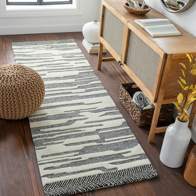 Modern Abstract Charcoal and Beige Hand Tufted Wool Area Rug - The Rug Decor