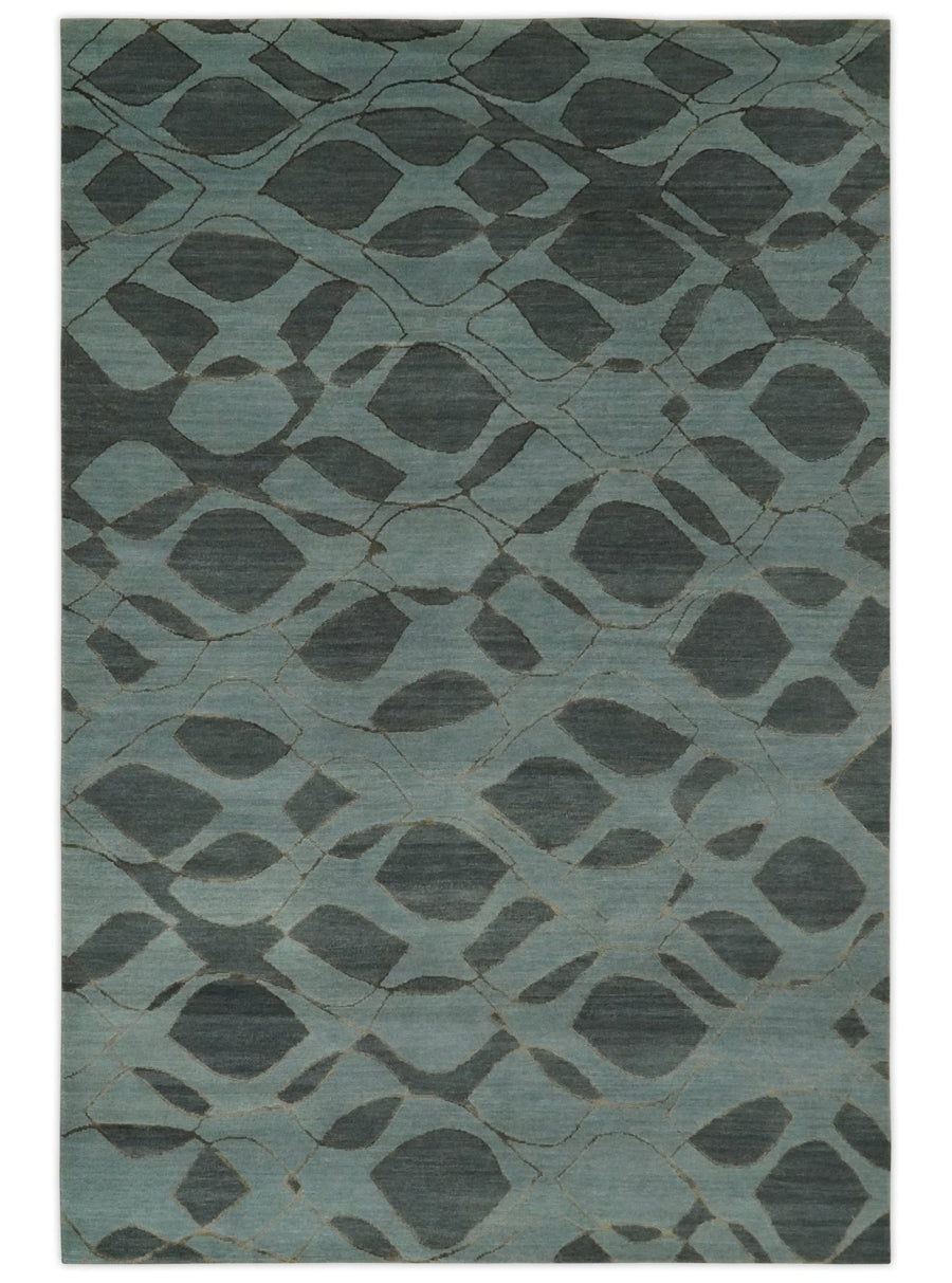 Modern Abstract Charcoal and Gray Hand loom 6x9 Wool and Art Silk Area Rug - The Rug Decor