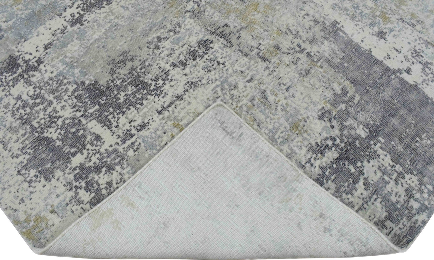 Modern Abstract Gray and Ivory Rug made with Art Silk | TRD10131 - The Rug Decor