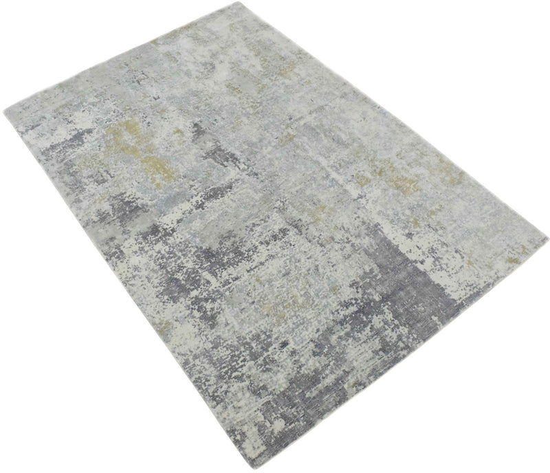 Modern Abstract Gray and Ivory Rug made with Art Silk | TRD10131 - The Rug Decor