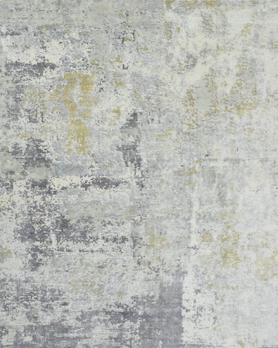 Modern Abstract Gray and Ivory Rug made with Art Silk | TRD10131 - The Rug Decor