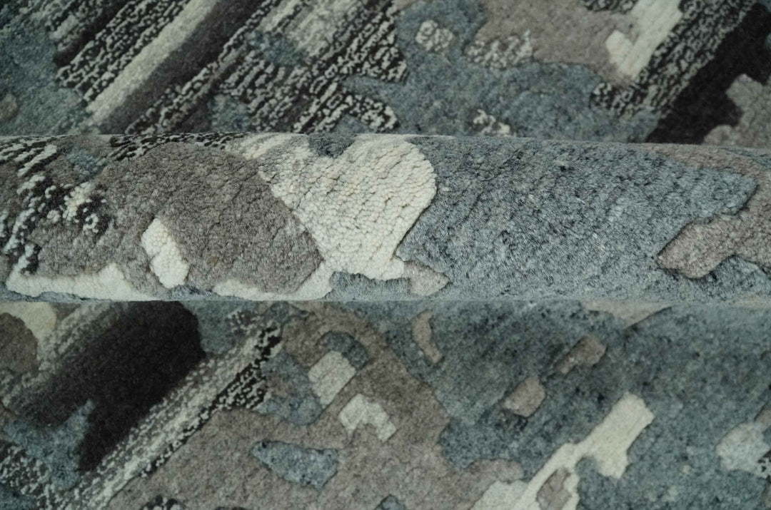 Modern Abstract Gray, Ivory and Charcoal Hand loom 5x7 wool area Rug - The Rug Decor