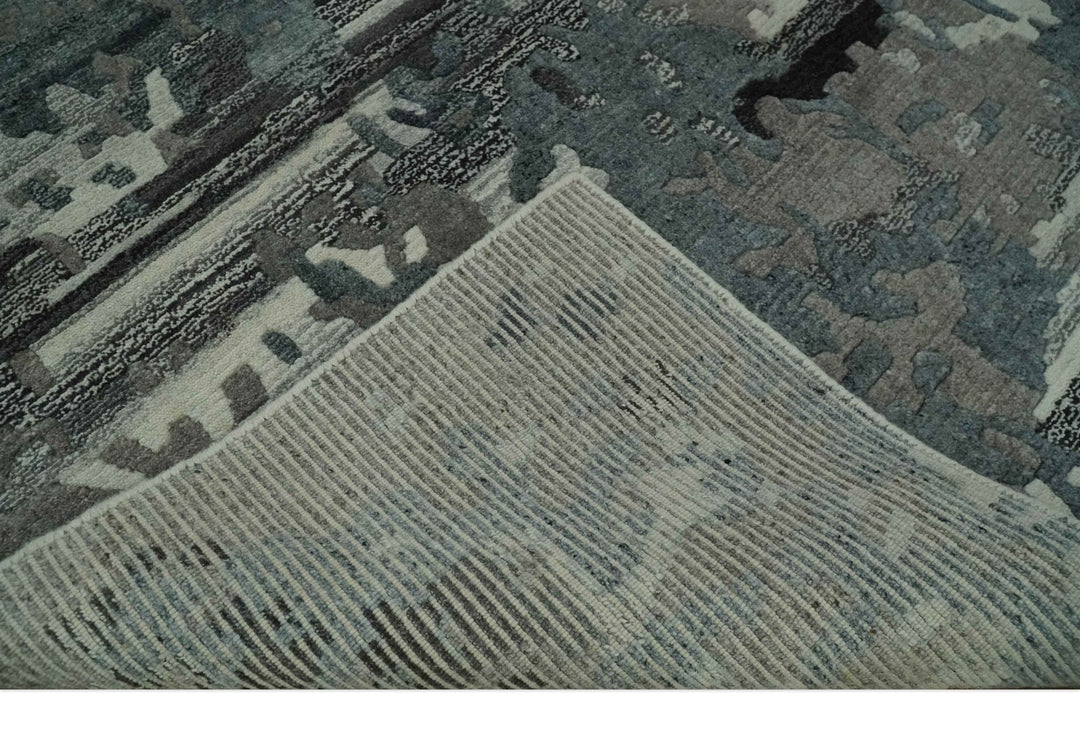 Modern Abstract Gray, Ivory and Charcoal Hand loom 5x7 wool area Rug - The Rug Decor
