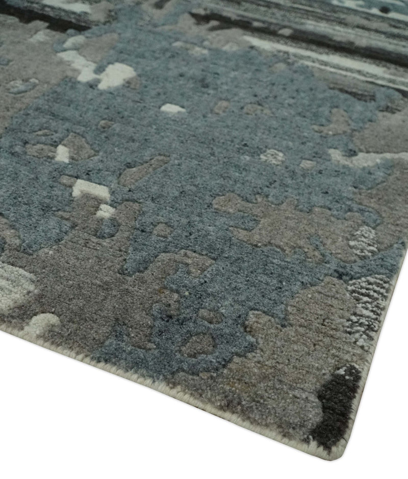 Modern Abstract Gray, Ivory and Charcoal Hand loom 5x7 wool area Rug - The Rug Decor
