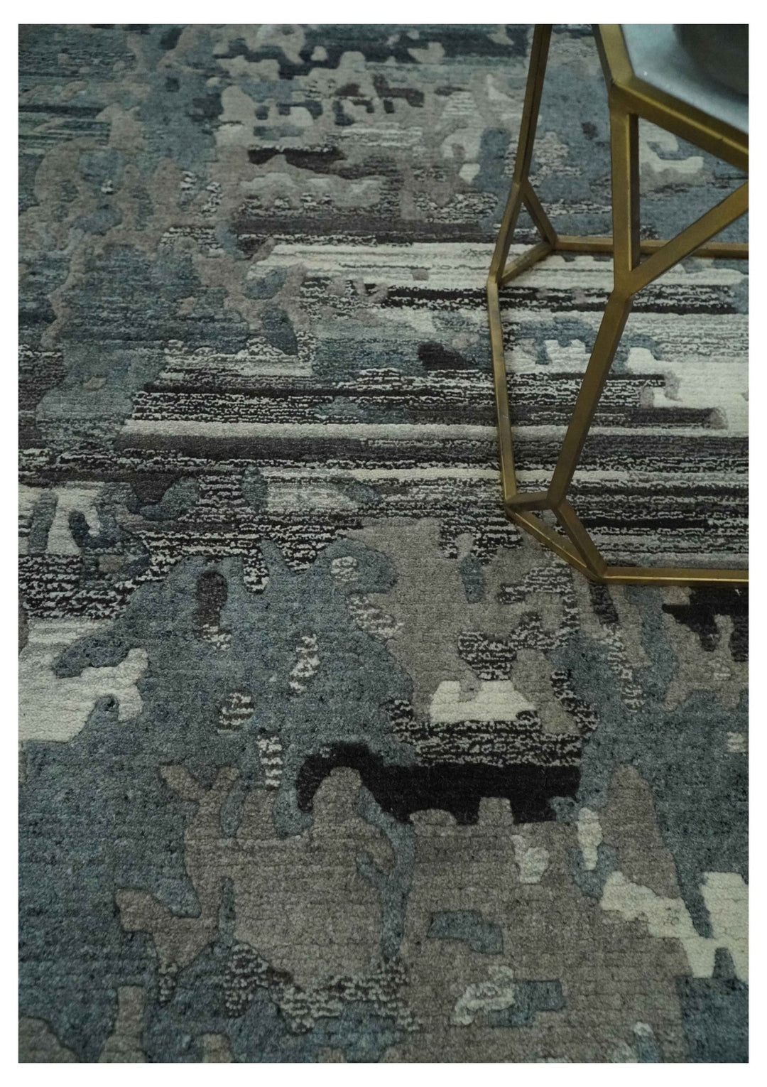 Modern Abstract Gray, Ivory and Charcoal Hand loom 5x7 wool area Rug - The Rug Decor