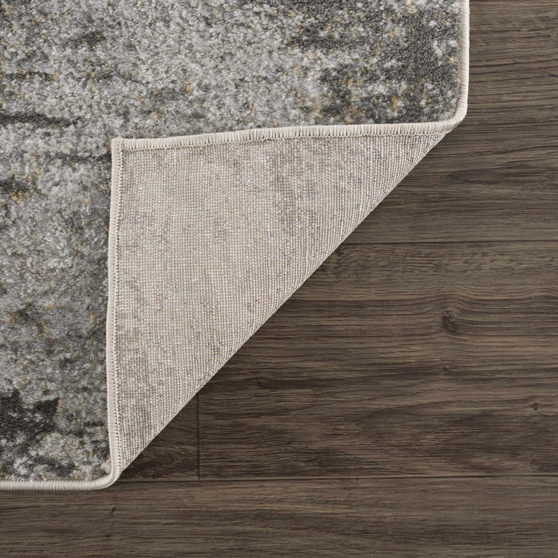 Modern Abstract Gray, Off White and Mustard Medium Pile Washable Area Rug - The Rug Decor