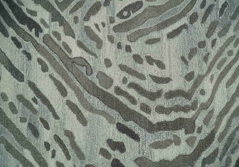 Modern Abstract Hand Tufted 2x3, 3x5, 5x8, 6x9, 8x10 and 9x12 Natural Wool Beige, Gray and Silver Area Rug | MIR2 - The Rug Decor
