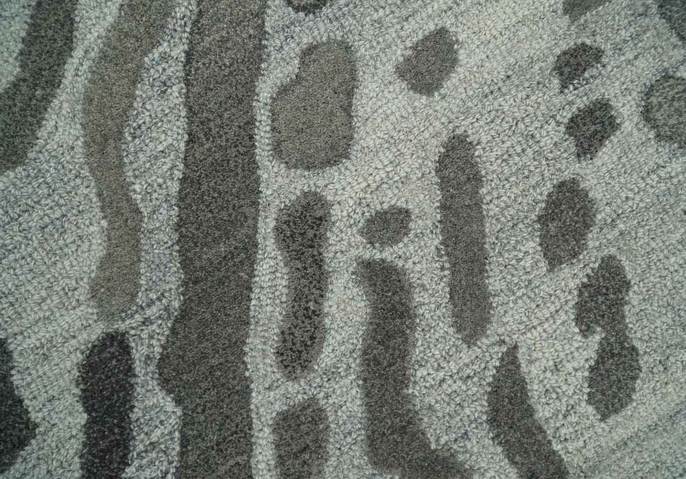 Modern Abstract Hand Tufted 2x3, 3x5, 5x8, 6x9, 8x10 and 9x12 Natural Wool Beige, Gray and Silver Area Rug | MIR2 - The Rug Decor