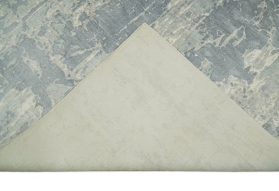 Modern Abstract Handmade 8x10 Beige and Gray Bamboo Silk Area Rug | QT20 - The Rug Decor