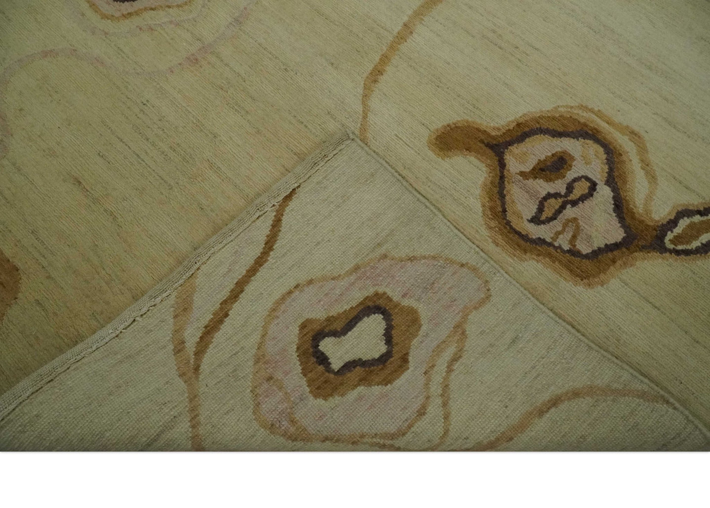 Modern abstract Olive and Brown Hand Knotted 5x8 Wool Area Rug - The Rug Decor