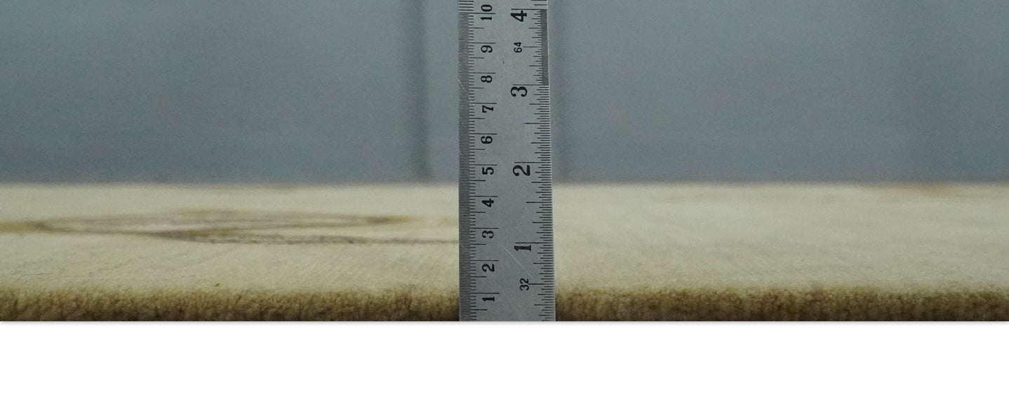 Modern abstract Olive and Brown Hand Knotted 5x8 Wool Area Rug - The Rug Decor