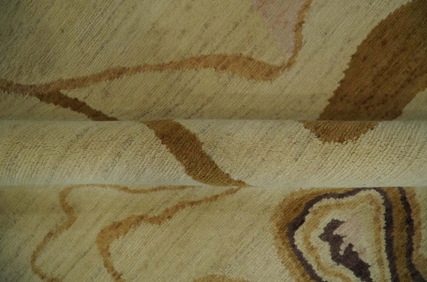 Modern abstract Olive and Brown Hand Knotted 5x8 Wool Area Rug - The Rug Decor