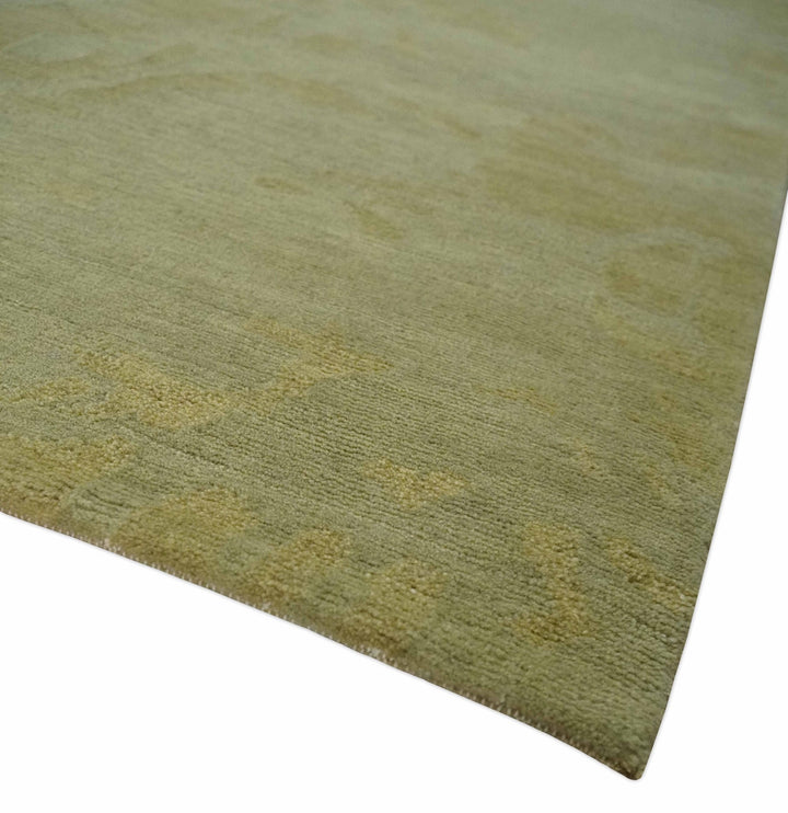 Modern Abstract Olive and Silver Hand knotted 6x8 Wool Area Rug - The Rug Decor