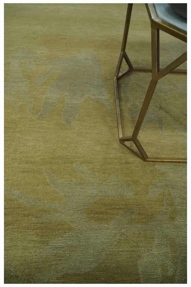 Modern Abstract Olive and Silver Hand knotted 6x8 Wool Area Rug - The Rug Decor
