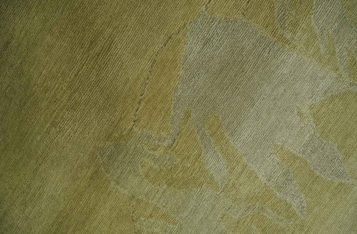 Modern Abstract Olive and Silver Hand knotted 6x8 Wool Area Rug - The Rug Decor