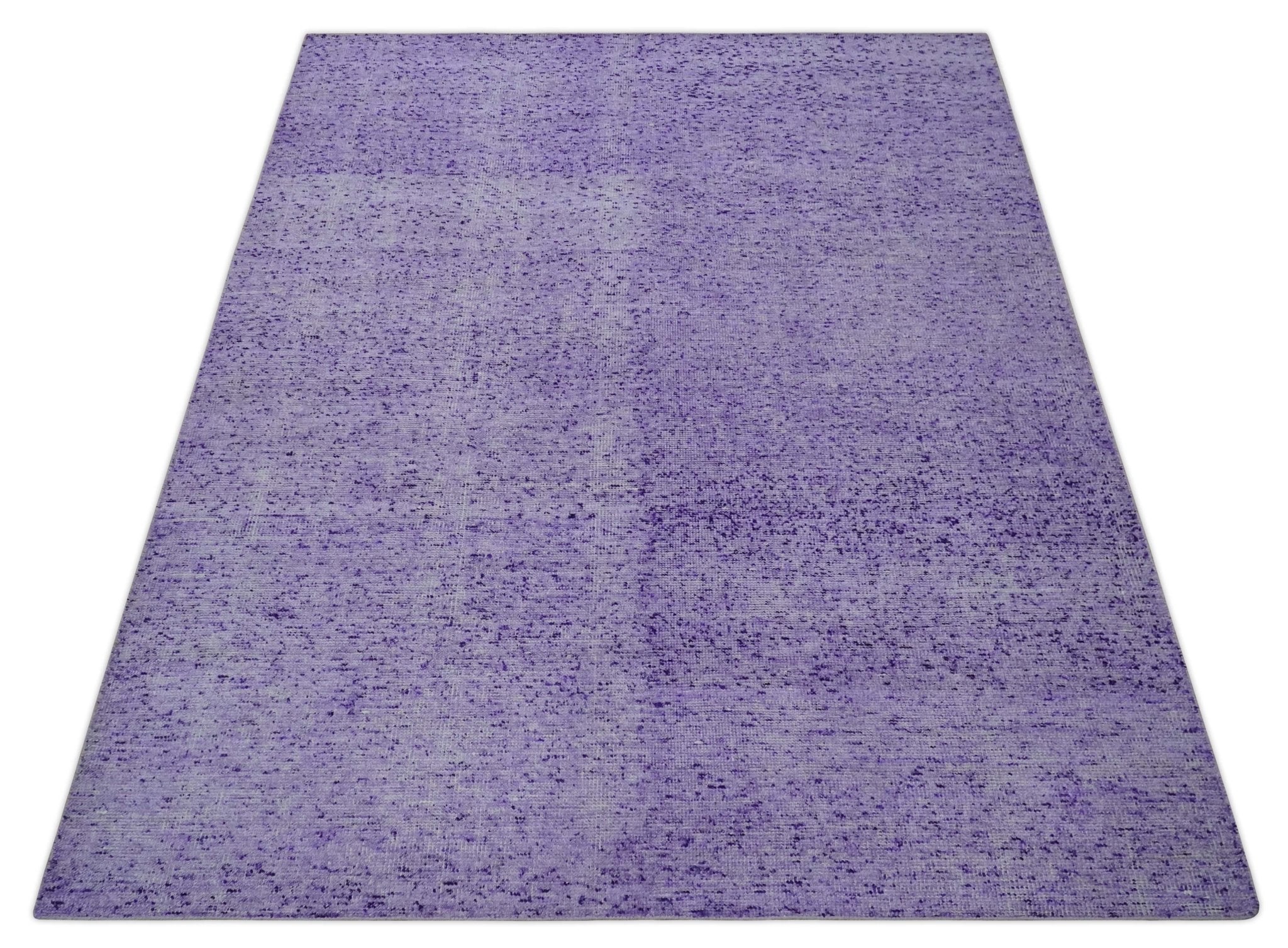 Modern Abstract Purple and Silver 8x10 Flat Woven Wool Area Rug