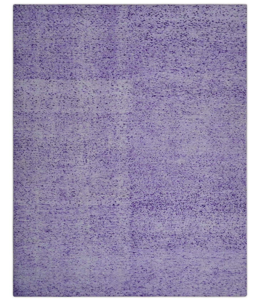 Modern Abstract Purple and Silver Hand knotted 8x10 Woven Art Silk Area Rug - The Rug Decor