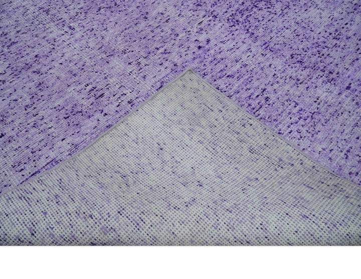 Modern Abstract Purple and Silver Hand knotted 8x10 Woven Art Silk Area Rug - The Rug Decor