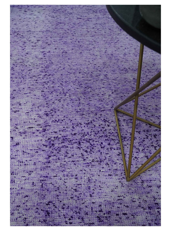 Modern Abstract Purple and Silver Hand knotted 8x10 Woven Art Silk Area Rug - The Rug Decor