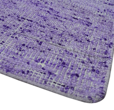 Modern Abstract Purple and Silver Hand knotted 8x10 Woven Art Silk Area Rug - The Rug Decor
