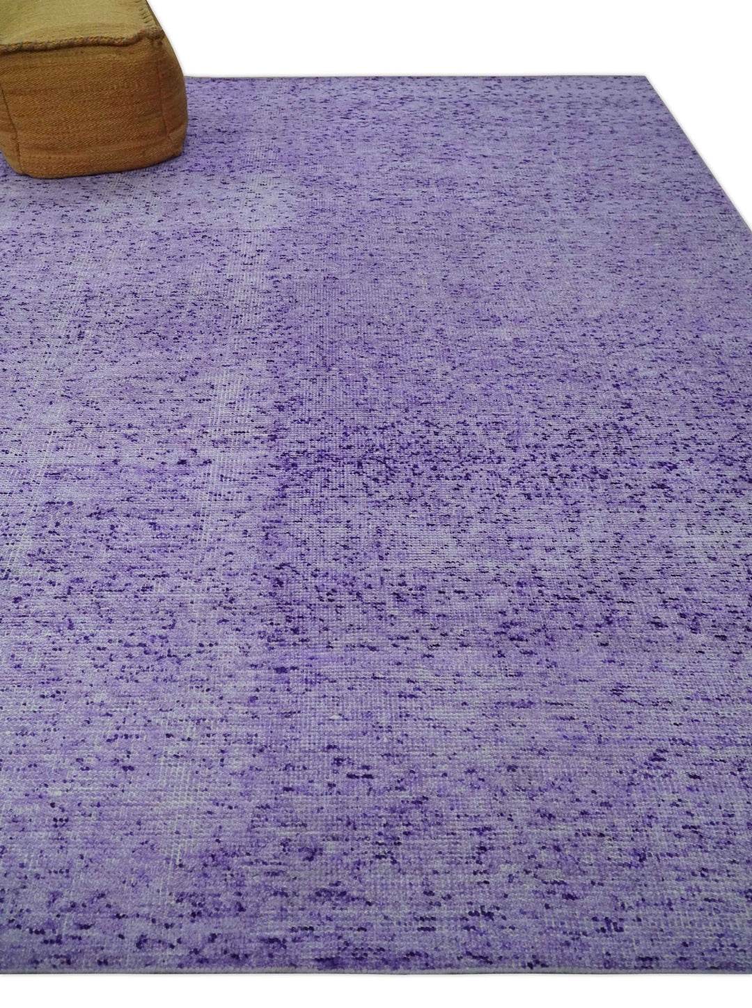 Modern Abstract Purple and Silver Hand knotted 8x10 Woven Art Silk Area Rug - The Rug Decor